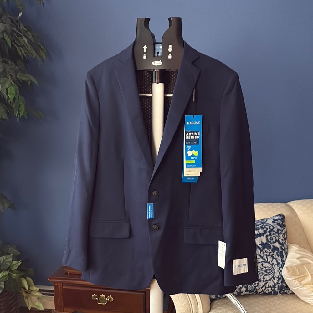 ❤️🤍💙 Haggar Blue Sport Coat Slim Fit Active Series
